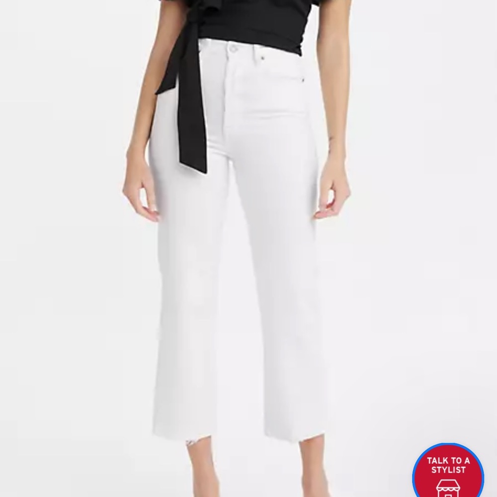 White ribcage straight Levi’s premium denim (not cut offs)